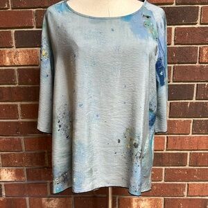 3 Potato Abstract Print Crew Neck Blouse